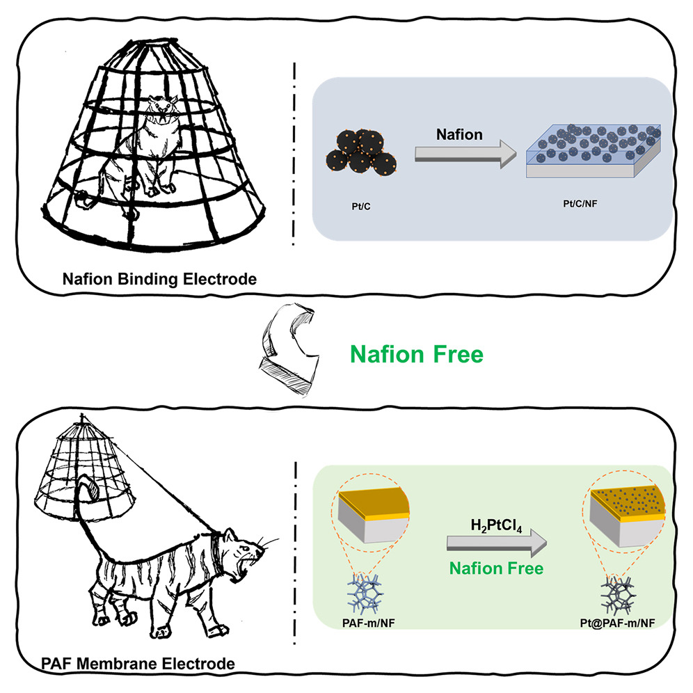 Binder-free Pt/PAF membrane electrodes for durable, high-current-density hydrogen evolution